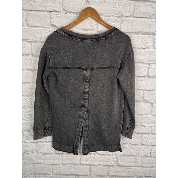 PILCRO Women's Black Faded Edge Split Hem Oversized Sweatshirt Tunic Small - Picture 5 of 5